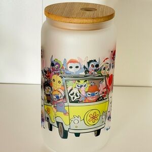 Spooky Friends 16oz Frosted Glass Tumbler with Bamboo Lid
